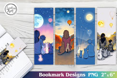 Night and Cat Printable Bookmark 4 PNG Product Image 1