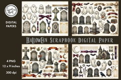 Halloween digital papers. Junk Journal page. Scrapbook Product Image 6
