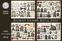 Halloween digital papers. Junk Journal page. Scrapbook Product Image 1