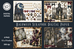 Halloween digital papers. Junk Journal page. Scrapbook Product Image 1
