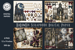 Halloween digital papers. Junk Journal page. Scrapbook Product Image 7