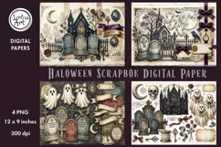 Halloween digital papers. Junk Journal page. Scrapbook Product Image 1