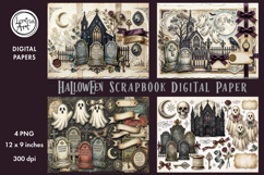 Halloween digital papers. Junk Journal page. Scrapbook Product Image 11