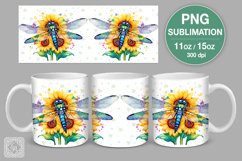 Dragonfly &amp; Sunflowers mug PNG sublimation 11 &amp; 15 oz Product Image 1