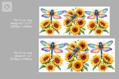 Dragonfly & Sunflowers mug PNG sublimation 11 & 15 oz Product Image 2