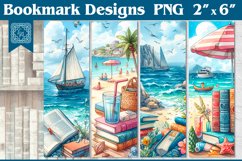 Books &amp; Sea Printable Bookmark 4 PNG Product Image 1