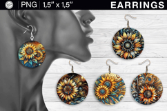 Sunflower earrings sublimation designs, 4 PNG Product Image 1