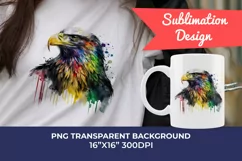 Sublimation Design, Rainbow Eagle Watercolor PNG Product Image 1