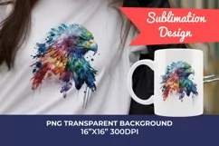 Sublimation Design, Rainbow Eagle Watercolor PNG Product Image 1