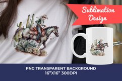 Cowboy Watercolor Sublimation Design. PNG File Product Image 1