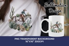 Cowboy Watercolor Sublimation Design. PNG File Product Image 1