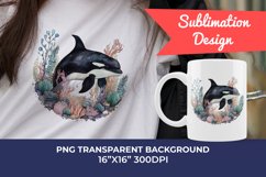 Orca Watercolor PNG Sublimation Design. PNG File Product Image 1