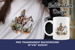 Cowboy Watercolor Sublimation Design. PNG File Product Image 1