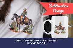 Cowboy Watercolor Sublimation Design. PNG File Product Image 1