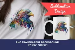 Sublimation Design, Rainbow Eagle Watercolor PNG Product Image 1
