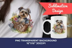 Spring Morkie Dog Breed Watercolor Clipart PNG Sublimation Product Image 1
