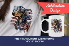 Patriotic Dachshund Dog Watercolor ClipArt, PNG Sublimation Product Image 1