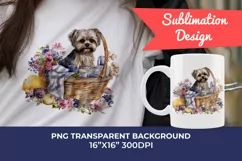 Spring Morkie Dog Breed Watercolor Clipart PNG Sublimation Product Image 1
