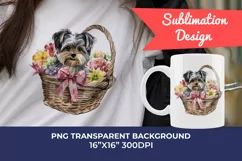 Spring Morkie Dog Breed Watercolor Clipart PNG Sublimation Product Image 1