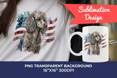 Patriotic Poodle Dog Watercolor Clip Art, PNG Sublimation Product Image 1