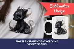 Cute Black Baby Dragon Clipart PNG for Sublimation Product Image 1