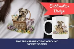 Spring Morkie Dog Breed Watercolor Clipart PNG Sublimation Product Image 1