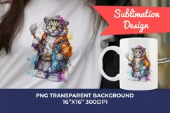 Fantasy Lion Character Watercolor PNG for Sublimation Product Image 1