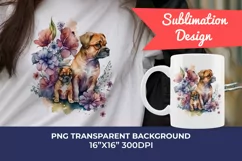 Mother and Puppy Dog Watercolor Clipart - Sublimation PNG Product Image 1