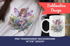 Fantasy Floral Fairy Watercolor Clipart PNG for Sublimation Product Image 1