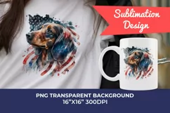 Patriotic Dachshund Dog Watercolor ClipArt, PNG Sublimation Product Image 1