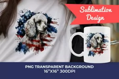 Patriotic Poodle Dog Watercolor Clip Art, PNG Sublimation Product Image 1