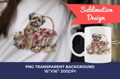 Spring Morkie Dog Breed Watercolor Clipart PNG Sublimation Product Image 1