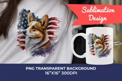 Patriotic Corgi Dog Watercolor ClipArt, PNG Sublimation Product Image 1
