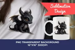Cute Black Baby Dragon Clipart PNG for Sublimation Product Image 1