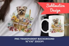 Spring Morkie Dog Breed Watercolor Clipart PNG Sublimation Product Image 1