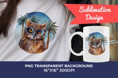 Summer Vibes Owl Watercolor PNG Clipart for Sublimation Product Image 1