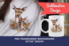 Watercolor Deer Mom and Baby Clipart PNG for Sublimation Product Image 1