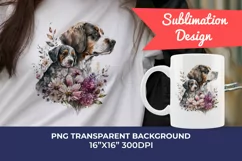 Mother and Puppy Dog Watercolor Clipart - Sublimation PNG Product Image 1
