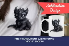 Cute Black Baby Dragon Clipart PNG for Sublimation Product Image 1