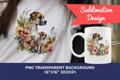 Mother and Puppy Dog Watercolor Clipart - Sublimation PNG Product Image 1