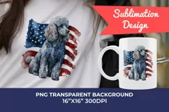 Patriotic Poodle Dog Watercolor Clip Art, PNG Sublimation Product Image 1