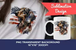 Patriotic Dachshund Dog Watercolor ClipArt, PNG Sublimation Product Image 1