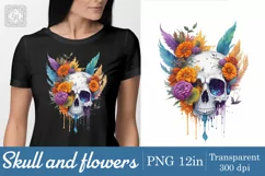 Skull and flowers PNG sublimation Product Image 2
