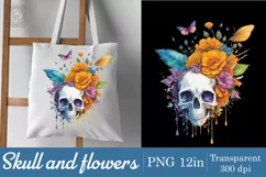 Skull and flowers PNG sublimation Product Image 3