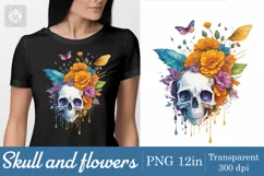 Skull and flowers PNG sublimation Product Image 4