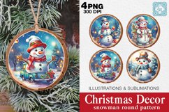 Christmas Decor. Snowman Round Pattern 4 PNG sublimation Product Image 1