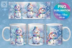 Christmas Snowman mug wrap. 11&amp;15oz Product Image 1