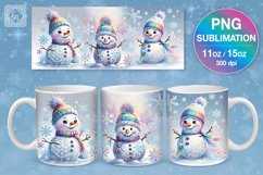 Christmas Snowman mug wrap. 11&amp;15oz Product Image 1