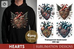 Steampunk Hearts. Valentines. PNG sublimation Product Image 1