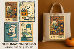 Halloween Postage Stamp Sublimation Cute Ghost Bundle Product Image 4